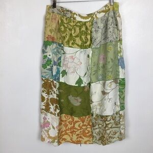 Handmade 1960/70s Patchwork Skirt Hippie Flower Child Free Spirit aprox L